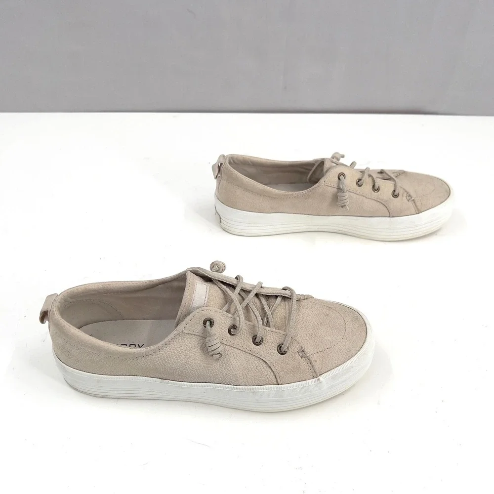 Sperry Women's Platform Sneakers Tan Suede Lace‎ Up Shoes STS85962 Size 10